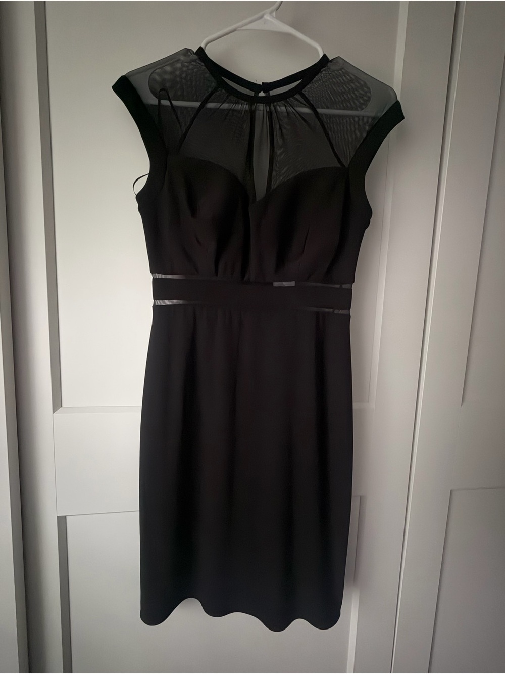 Night Way Collections Black Sheer-Yoke Cap Sleeve Mini Dress - 4 - NWOT - glam